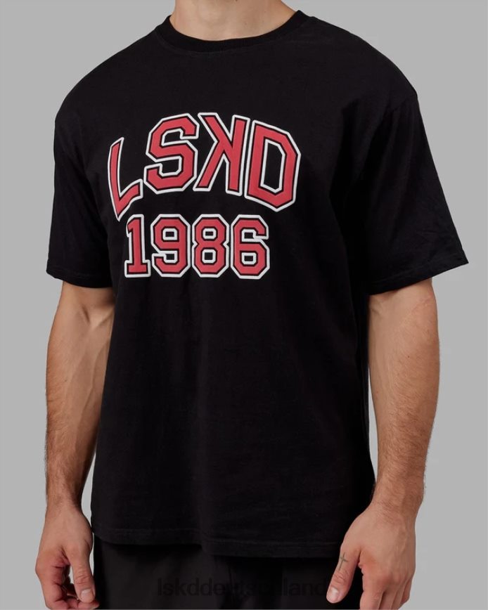 unisex LSKD Alumni-Schwergewichts-T-Shirt in Übergröße – schwarz-rot Bekleidung VD2NLV329