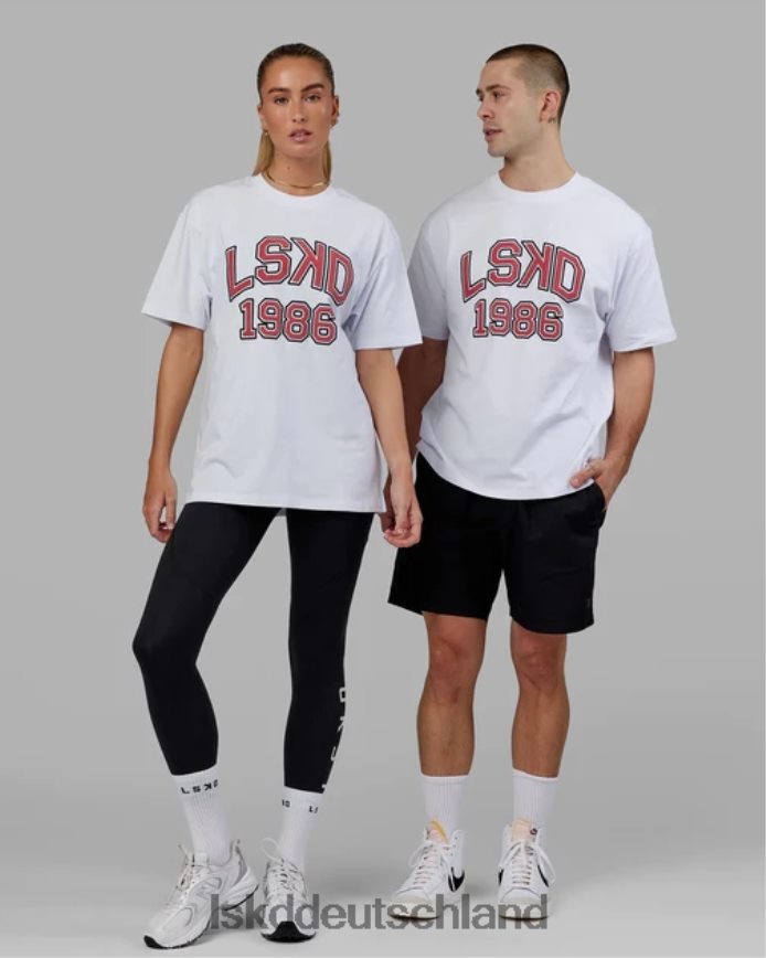 unisex LSKD Alumni-Schwergewichts-T-Shirt in Übergröße – weiß-rot Bekleidung VD2NLV330
