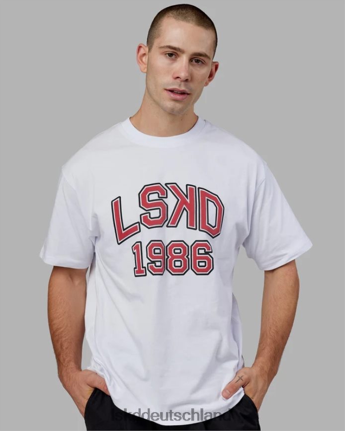 unisex LSKD Alumni-Schwergewichts-T-Shirt in Übergröße – weiß-rot Bekleidung VD2NLV330