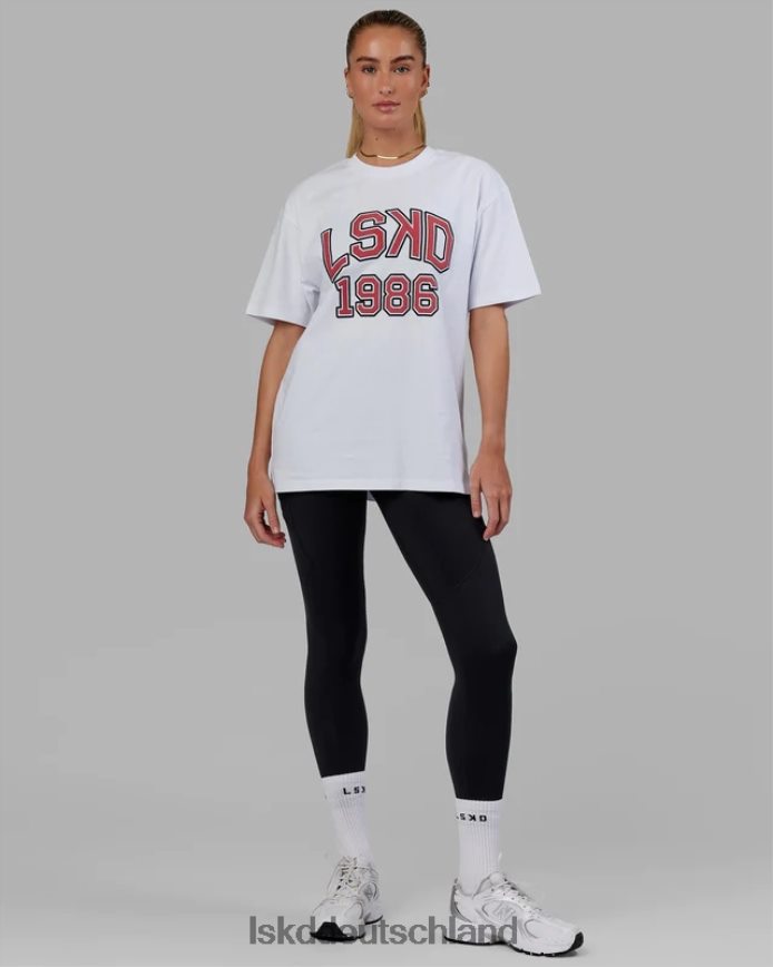unisex LSKD Alumni-Schwergewichts-T-Shirt in Übergröße – weiß-rot Bekleidung VD2NLV330