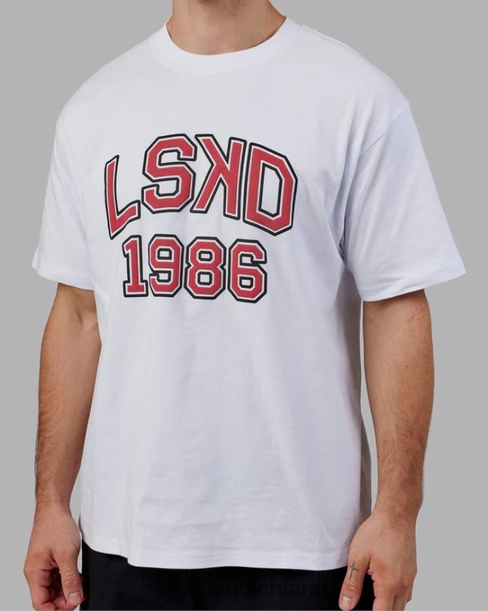 unisex LSKD Alumni-Schwergewichts-T-Shirt in Übergröße – weiß-rot Bekleidung VD2NLV330
