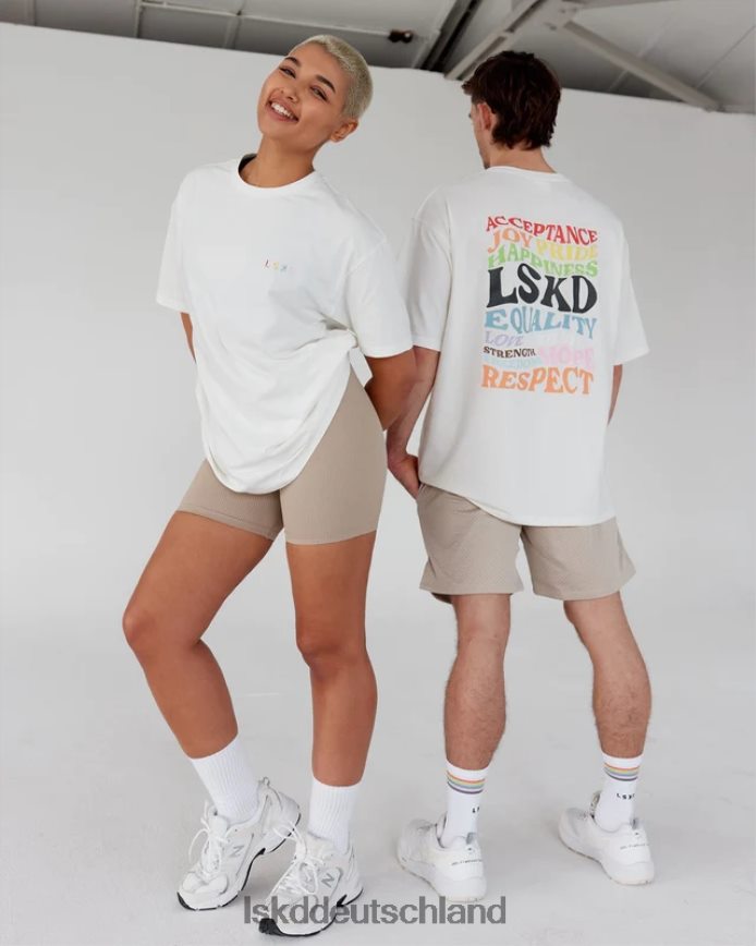unisex LSKD Amplify FLXCotton T-Shirt in Übergröße – gebrochenes Weiß Bekleidung VD2NLV315