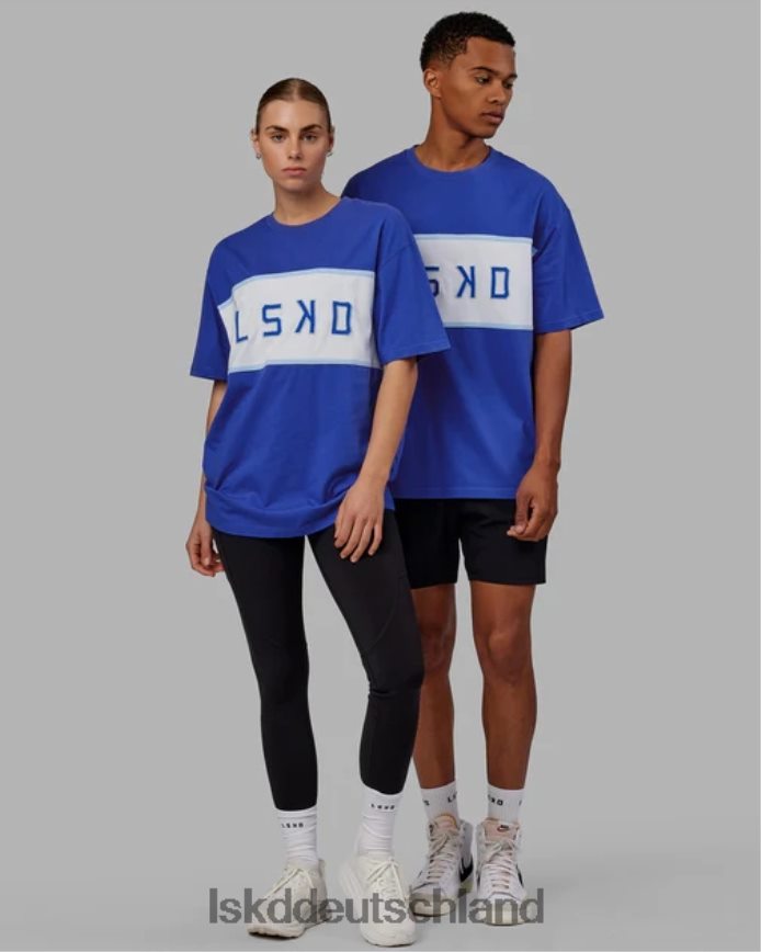 unisex LSKD Ausgerichtetes, schweres T-Shirt in Übergröße – Power Cobalt Bekleidung VD2NLV257