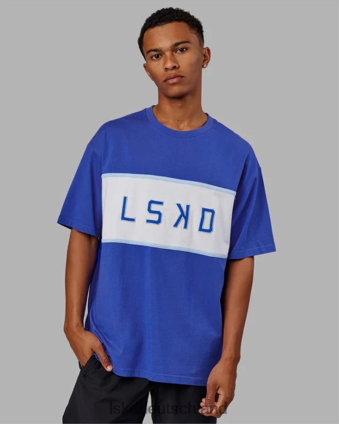 unisex LSKD Ausgerichtetes, schweres T-Shirt in Übergröße – Power Cobalt Bekleidung VD2NLV257