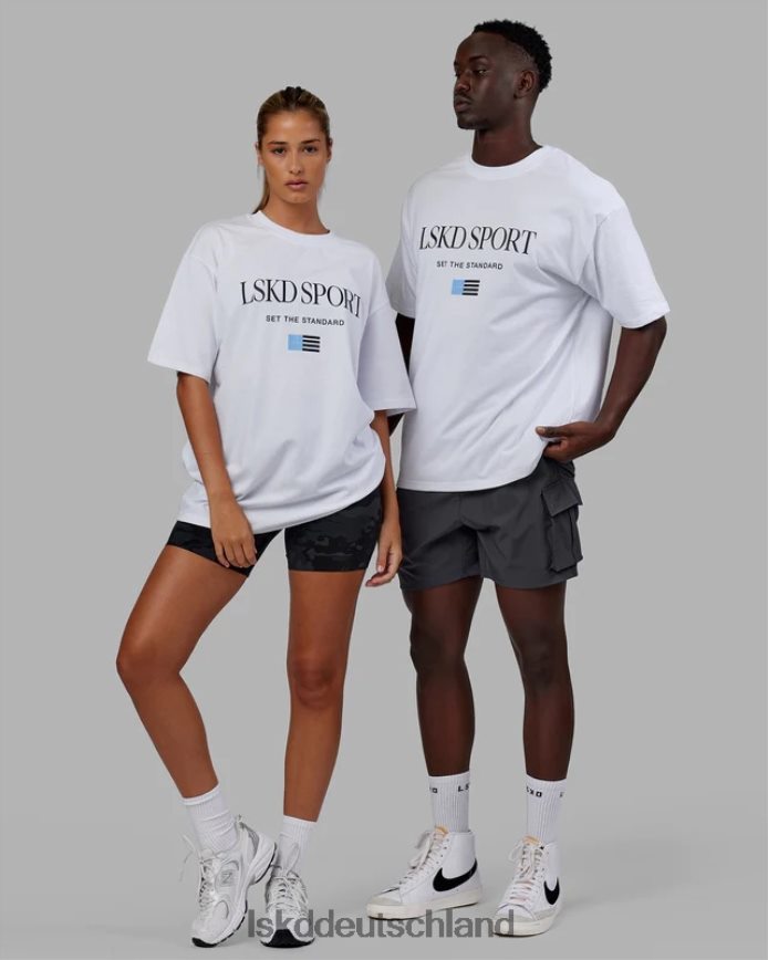 unisex LSKD Flaggen-Schwergewichts-T-Shirt in Übergröße – weiß Bekleidung VD2NLV299