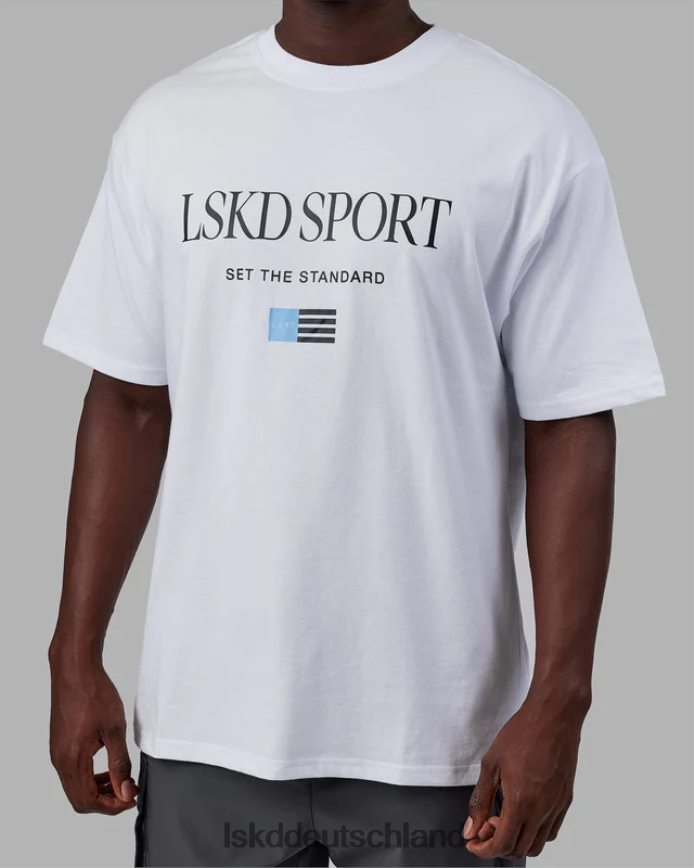 unisex LSKD Flaggen-Schwergewichts-T-Shirt in Übergröße – weiß Bekleidung VD2NLV299