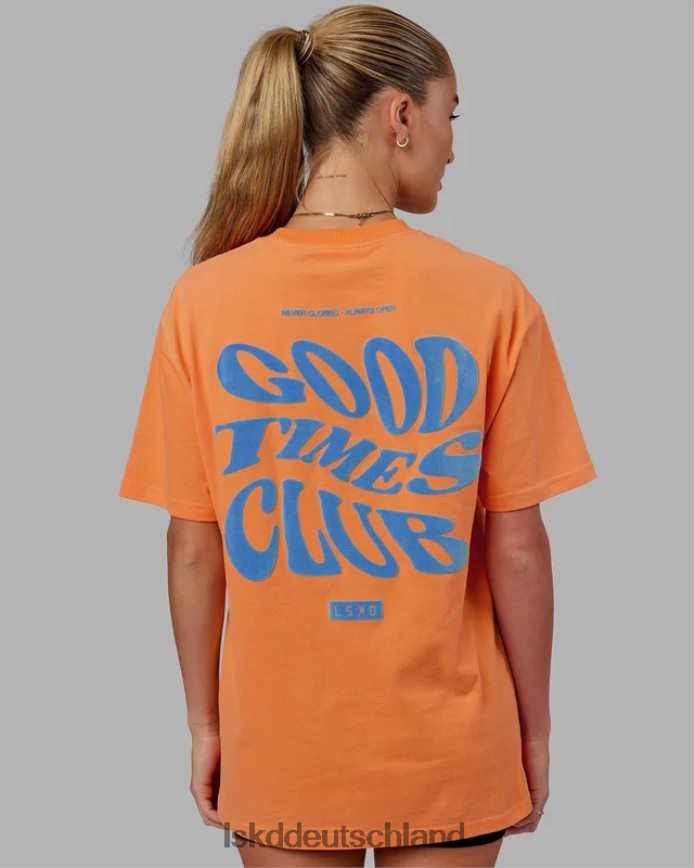unisex LSKD Good Times Schwergewichts-T-Shirt in Übergröße – Mandarinenblau Bekleidung VD2NLV332