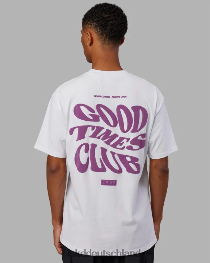 unisex LSKD Good Times Schwergewichts-T-Shirt in Übergröße – Weiß-Orchidee Bekleidung VD2NLV226
