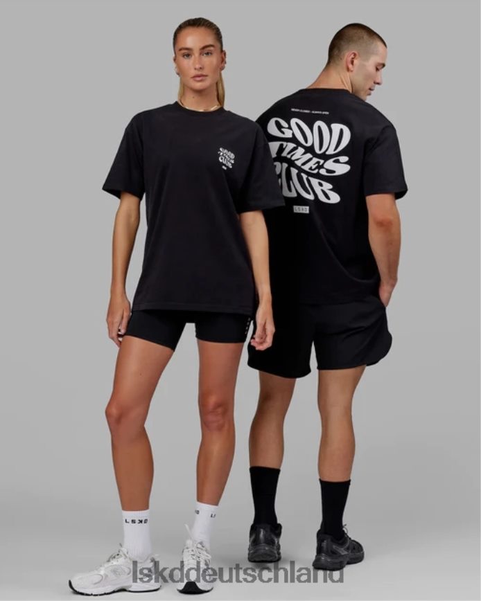 unisex LSKD Good Times Schwergewichts-T-Shirt in Übergröße – schwarz-weiß Bekleidung VD2NLV328