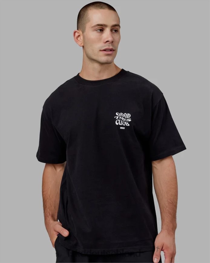 unisex LSKD Good Times Schwergewichts-T-Shirt in Übergröße – schwarz-weiß Bekleidung VD2NLV328
