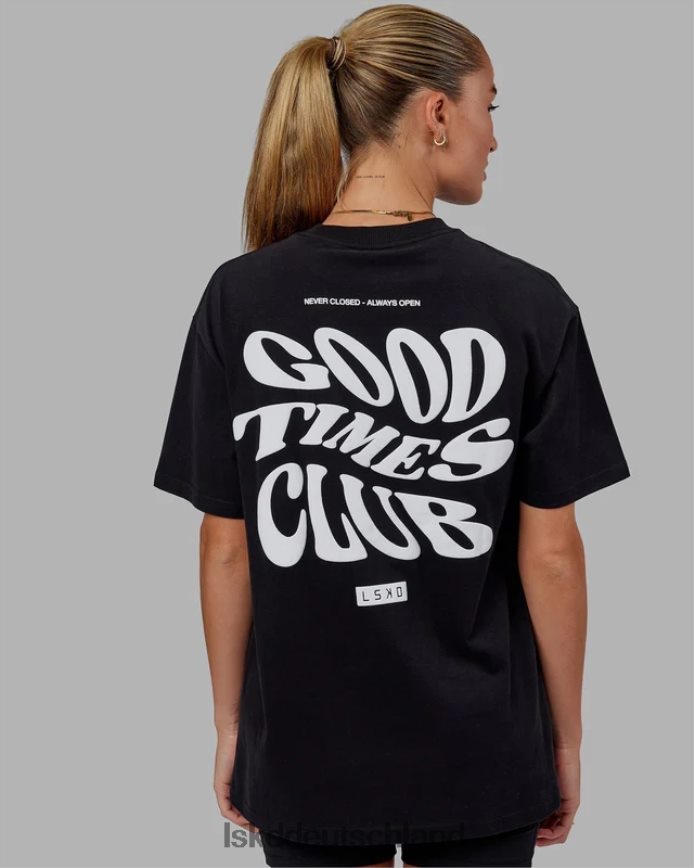 unisex LSKD Good Times Schwergewichts-T-Shirt in Übergröße – schwarz-weiß Bekleidung VD2NLV328