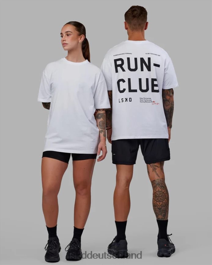 unisex LSKD Love the Run flxcotton T-Shirt in Übergröße – weiß-schwarz Bekleidung VD2NLV272