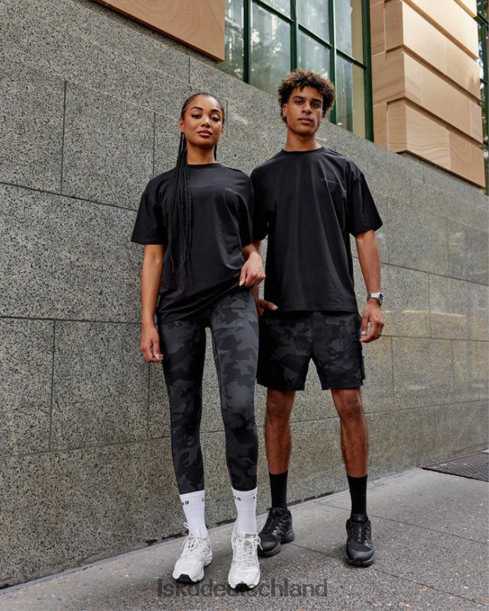 unisex LSKD Motion Flxcotton T-Shirt in Übergröße – Schwarz-Schwarz Bekleidung VD2NLV249
