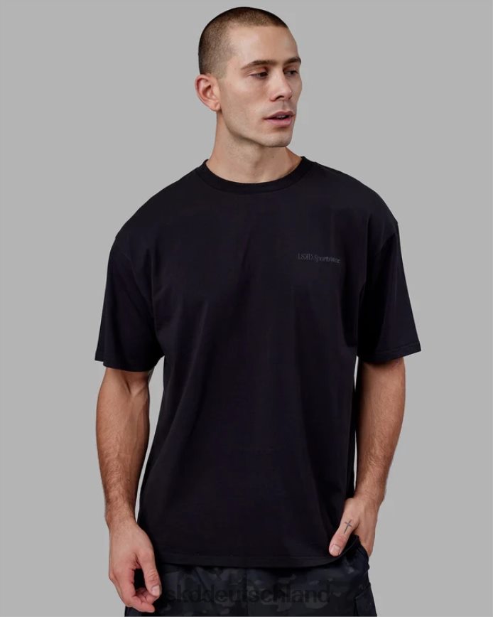 unisex LSKD Motion Flxcotton T-Shirt in Übergröße – Schwarz-Schwarz Bekleidung VD2NLV249
