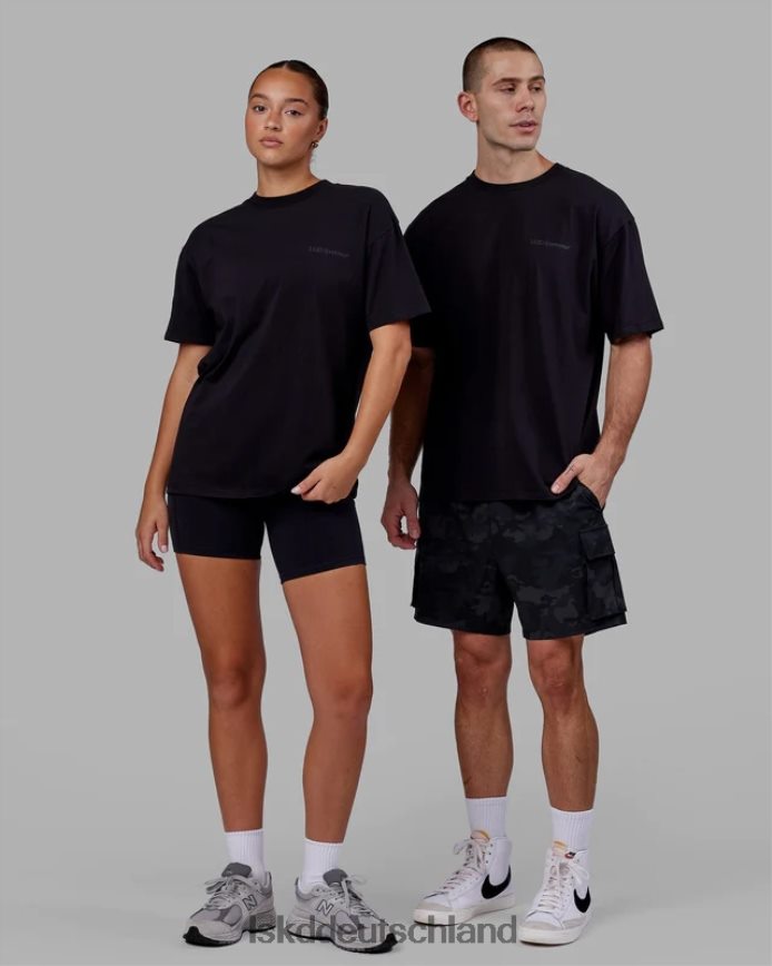 unisex LSKD Motion Flxcotton T-Shirt in Übergröße – Schwarz-Schwarz Bekleidung VD2NLV249