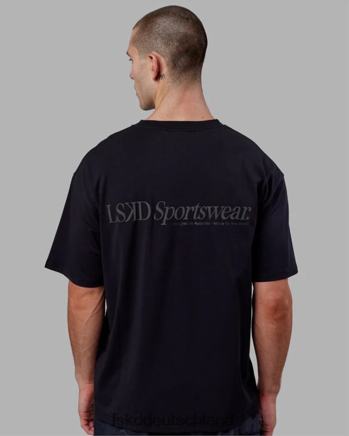 unisex LSKD Motion Flxcotton T-Shirt in Übergröße – Schwarz-Schwarz Bekleidung VD2NLV249