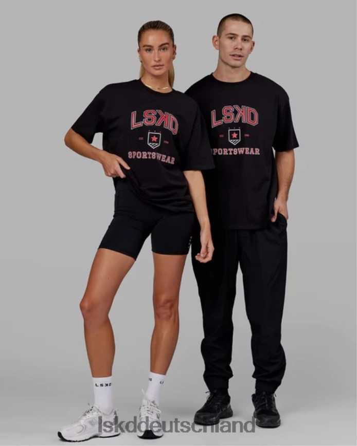 unisex LSKD Sportabteilung T-Shirt in Übergröße - schwarz-rot Bekleidung VD2NLV275