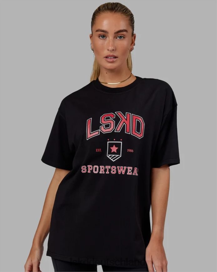 unisex LSKD Sportabteilung T-Shirt in Übergröße - schwarz-rot Bekleidung VD2NLV275