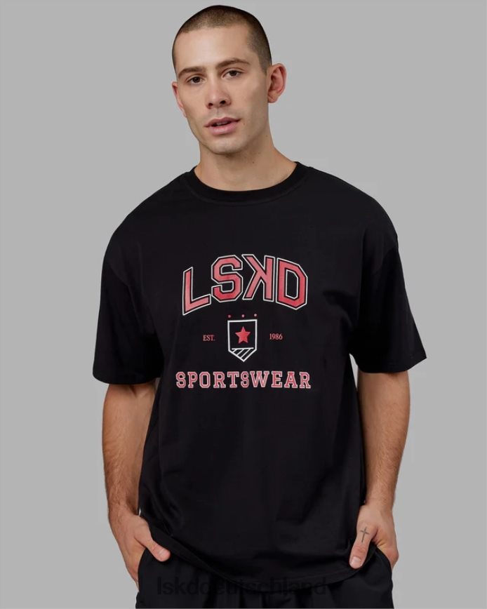 unisex LSKD Sportabteilung T-Shirt in Übergröße - schwarz-rot Bekleidung VD2NLV275