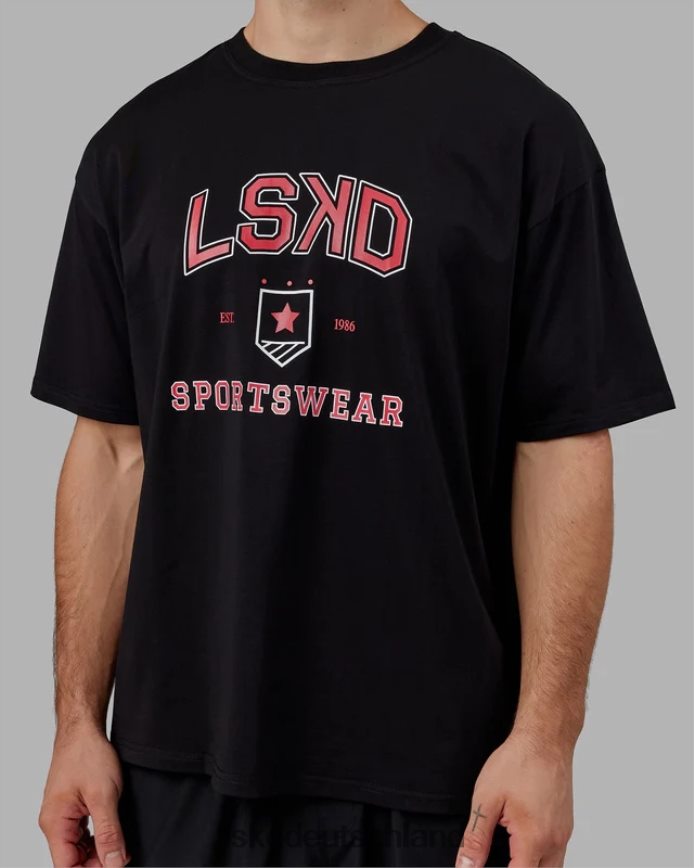 unisex LSKD Sportabteilung T-Shirt in Übergröße - schwarz-rot Bekleidung VD2NLV275