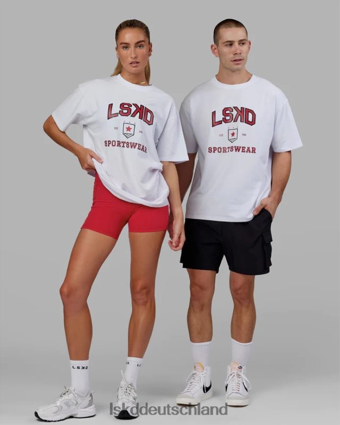 unisex LSKD Sportabteilung T-Shirt in Übergröße - weiß-rot Bekleidung VD2NLV276