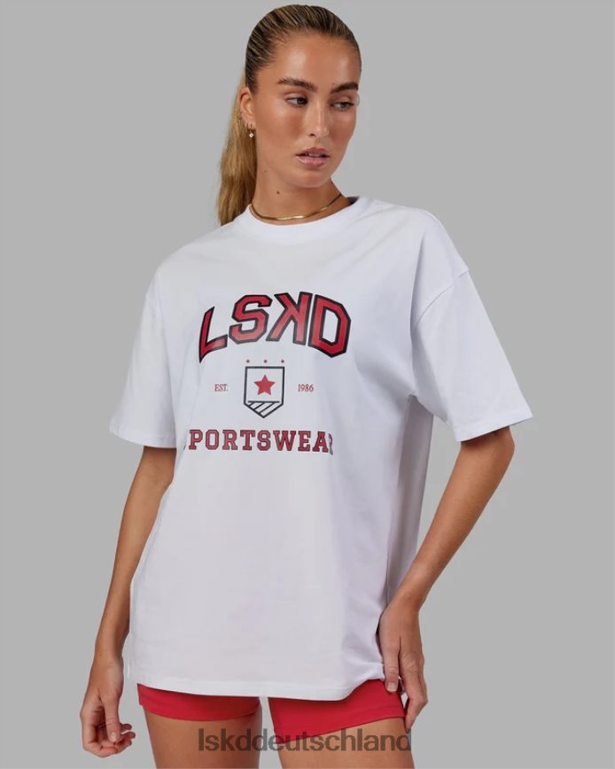 unisex LSKD Sportabteilung T-Shirt in Übergröße - weiß-rot Bekleidung VD2NLV276
