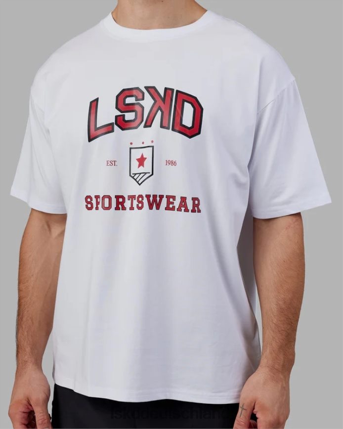 unisex LSKD Sportabteilung T-Shirt in Übergröße - weiß-rot Bekleidung VD2NLV276