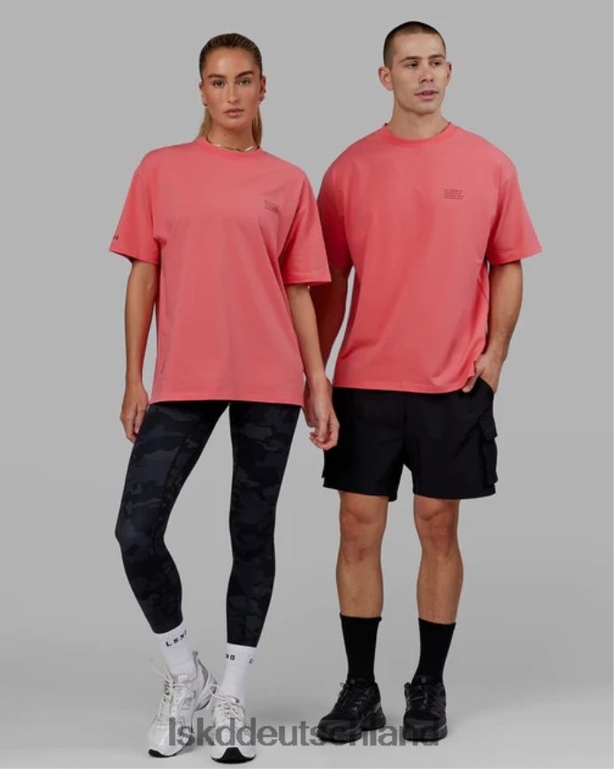 unisex LSKD Strebe flxcotton T-Shirt in Übergröße – Sunkist Coral Bekleidung VD2NLV310