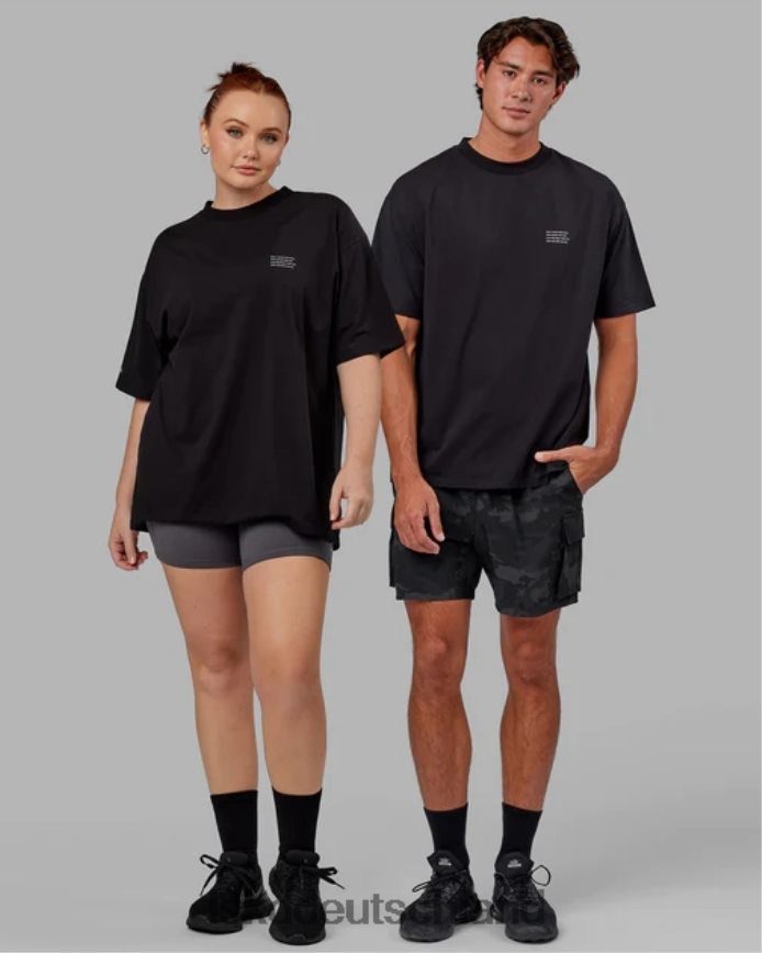 unisex LSKD Strebe flxcotton T-Shirt in Übergröße – schwarz-weiß Bekleidung VD2NLV312