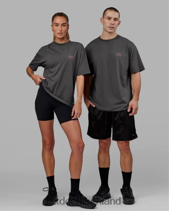 unisex LSKD Streben Sie nach Flxcotton-T-Shirt in Übergröße – Asphalt-Tangerine Bekleidung VD2NLV259
