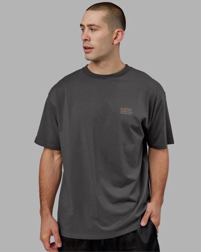 unisex LSKD Streben Sie nach Flxcotton-T-Shirt in Übergröße – Asphalt-Tangerine Bekleidung VD2NLV259