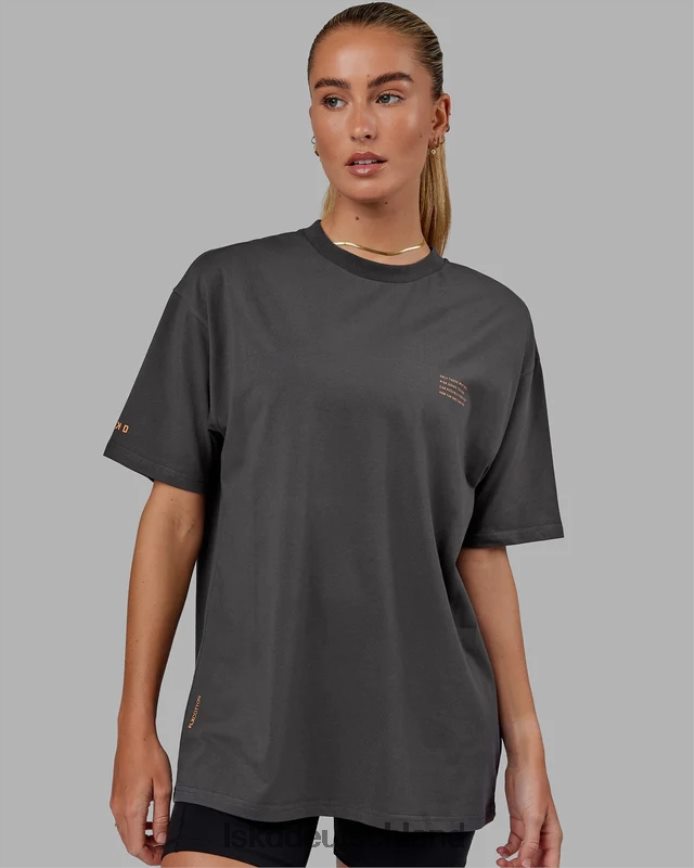unisex LSKD Streben Sie nach Flxcotton-T-Shirt in Übergröße – Asphalt-Tangerine Bekleidung VD2NLV259