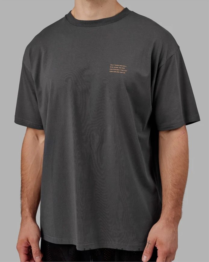unisex LSKD Streben Sie nach Flxcotton-T-Shirt in Übergröße – Asphalt-Tangerine Bekleidung VD2NLV259