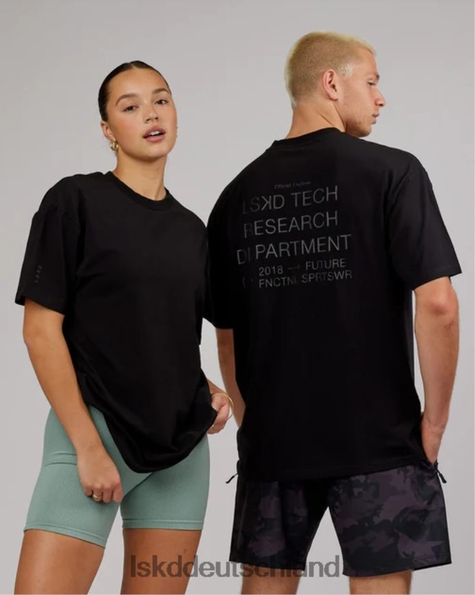 unisex LSKD ltrd flxcotton T-Shirt in Übergröße – Schwarz-Schwarz Bekleidung VD2NLV313