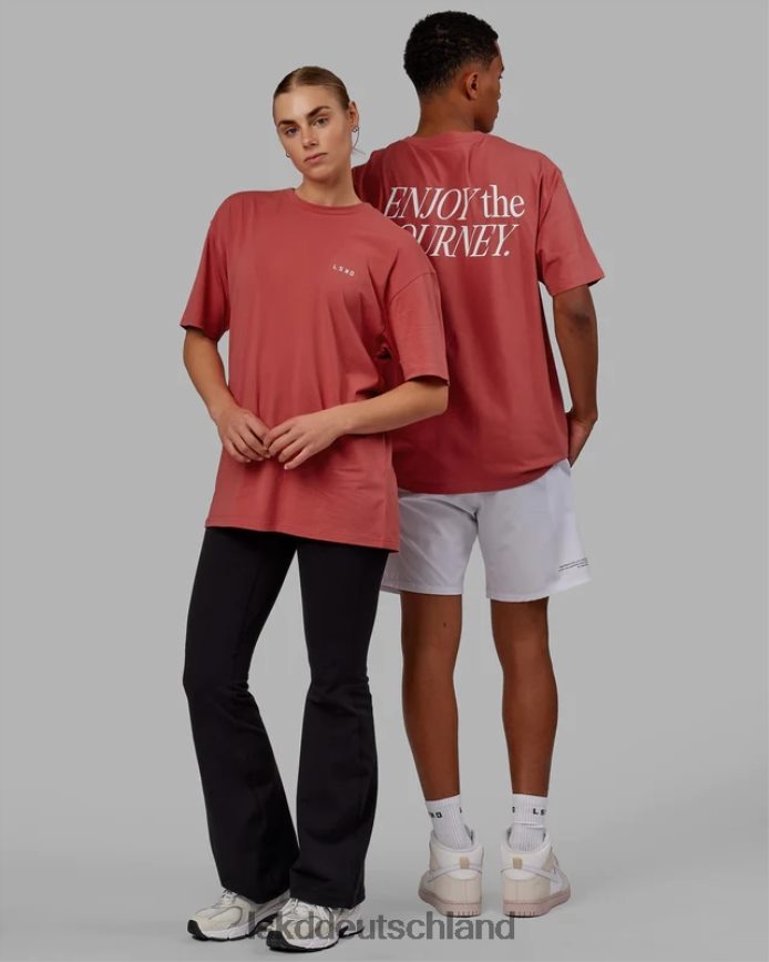 unisex LSKD vs1 flxcotton T-Shirt in Übergröße – Mineralrot-Weiß Bekleidung VD2NLV254