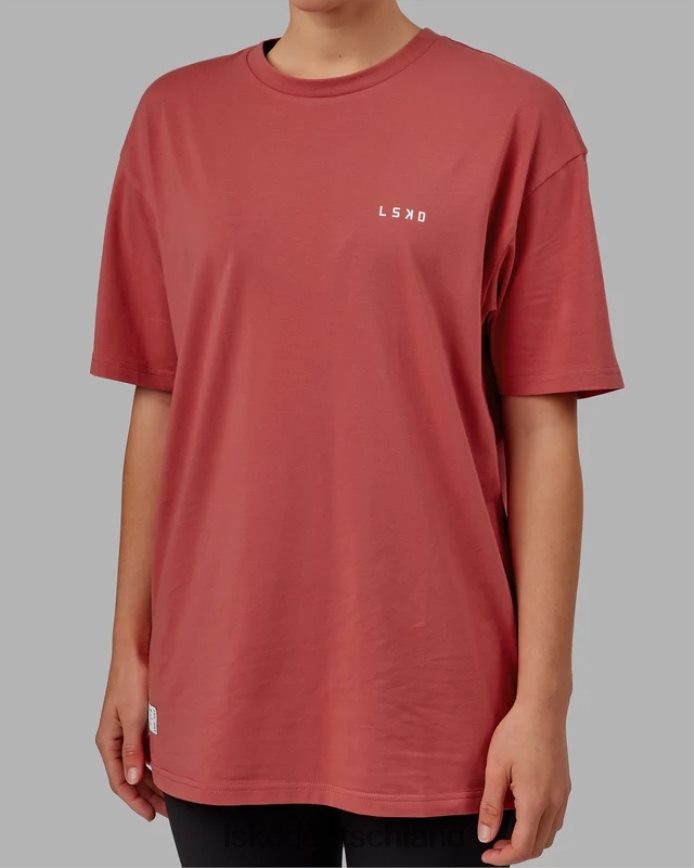 unisex LSKD vs1 flxcotton T-Shirt in Übergröße – Mineralrot-Weiß Bekleidung VD2NLV254