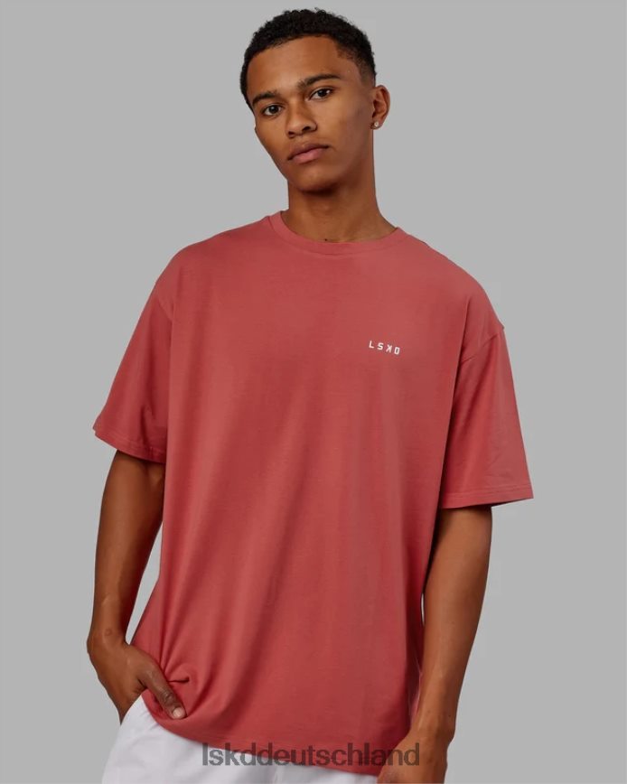 unisex LSKD vs1 flxcotton T-Shirt in Übergröße – Mineralrot-Weiß Bekleidung VD2NLV254