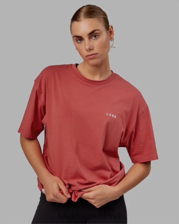 unisex LSKD vs1 flxcotton T-Shirt in Übergröße – Mineralrot-Weiß Bekleidung VD2NLV254