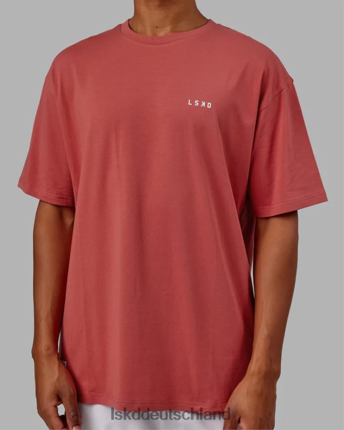 unisex LSKD vs1 flxcotton T-Shirt in Übergröße – Mineralrot-Weiß Bekleidung VD2NLV254