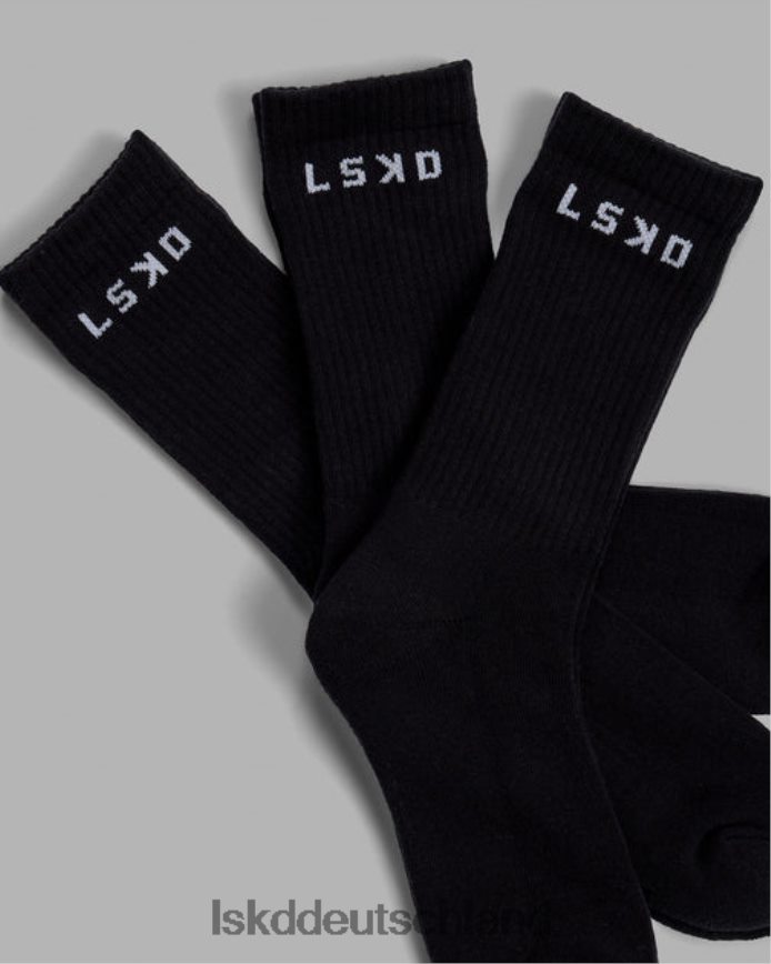 unisex LSKD Daily 3er-Pack Crew-Socken – Schwarz Zubehör VD2NLV855