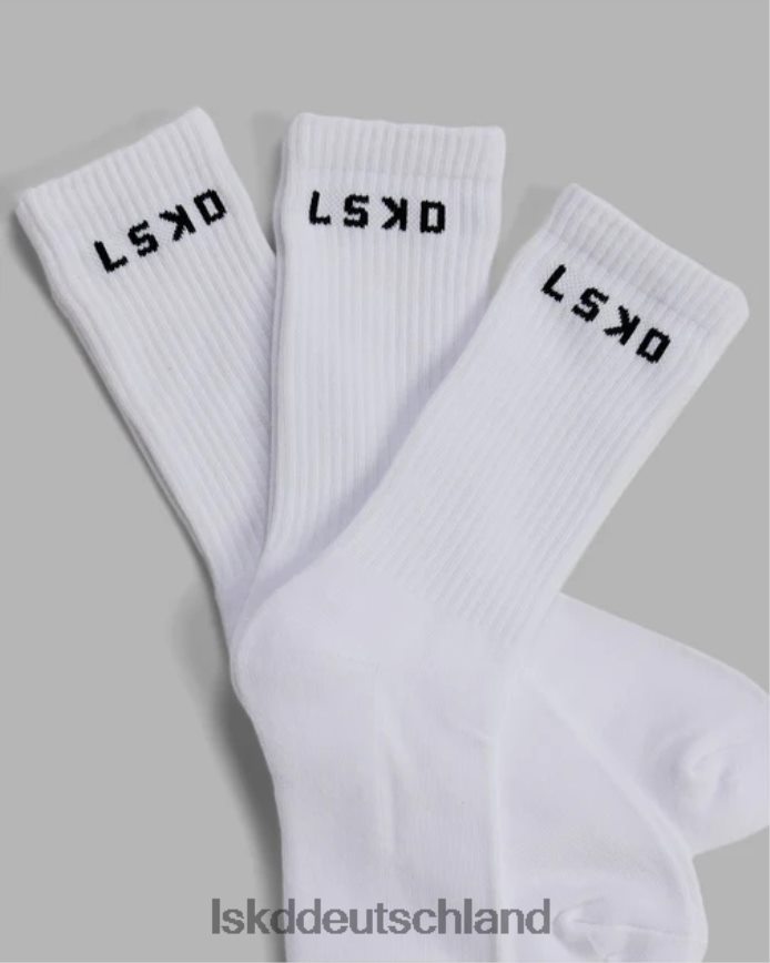unisex LSKD Daily 3er-Pack Crew-Socken – weiß Zubehör VD2NLV856