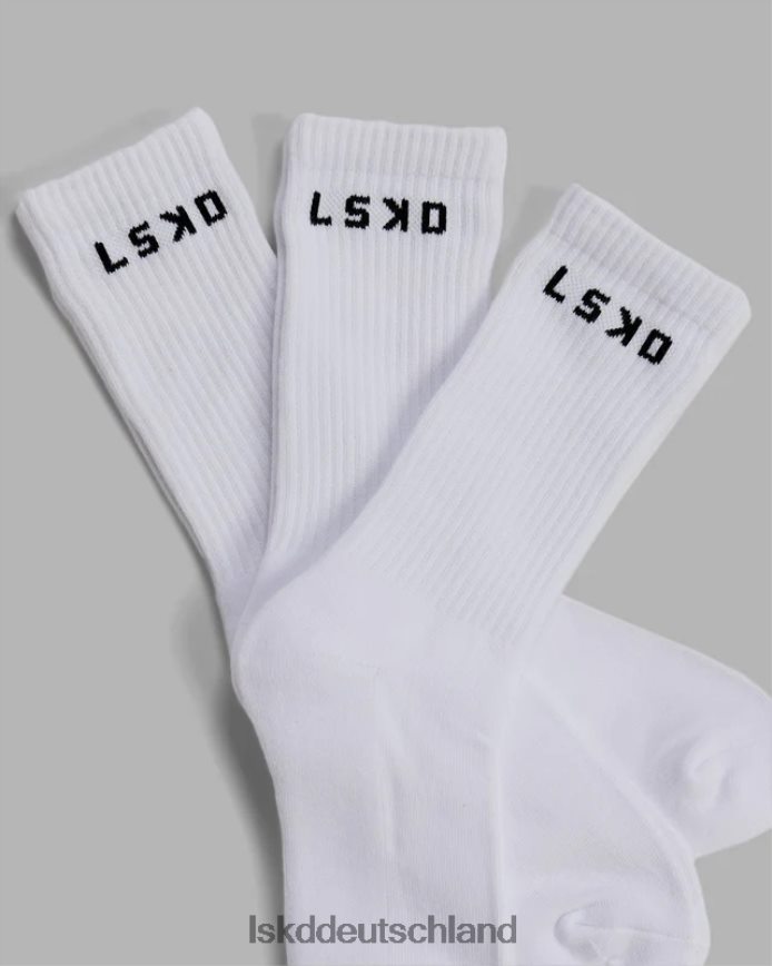 unisex LSKD Daily 3er-Pack Crew-Socken – weiß Zubehör VD2NLV856